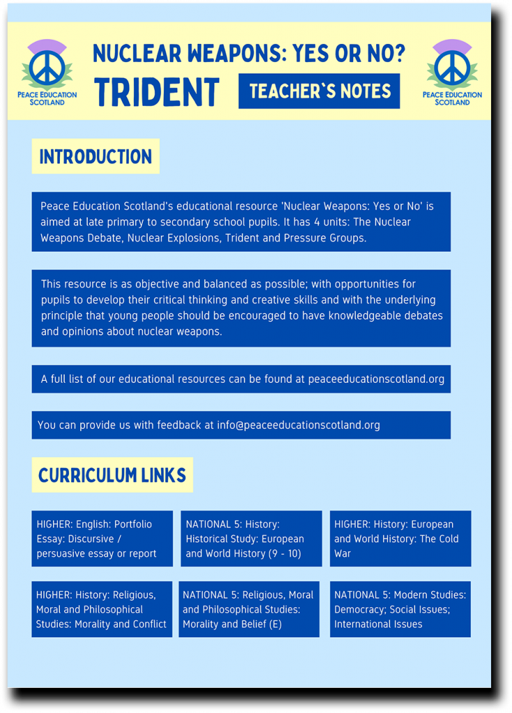Trident Key Example Trident module (updated) | Peace Education Scotland